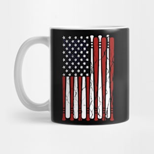 Baseball Lover American Flag Baseball Bat Team Mug